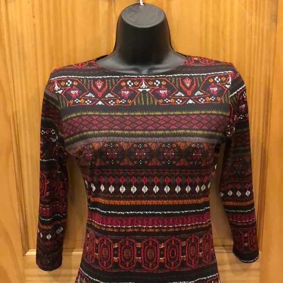 Red Tape Tribal Printed Tight Fitting Dress - Picture 3 of 5